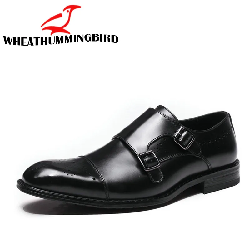 Туфли мужские классические деловые Нескользящие оксфорды броги плоская подошва