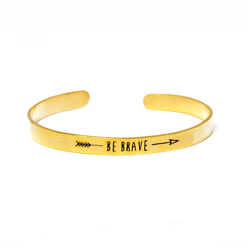 Стрела золотого цвета вдохновляют &quotБудьте смелы&quot манжеты Браслеты &amp