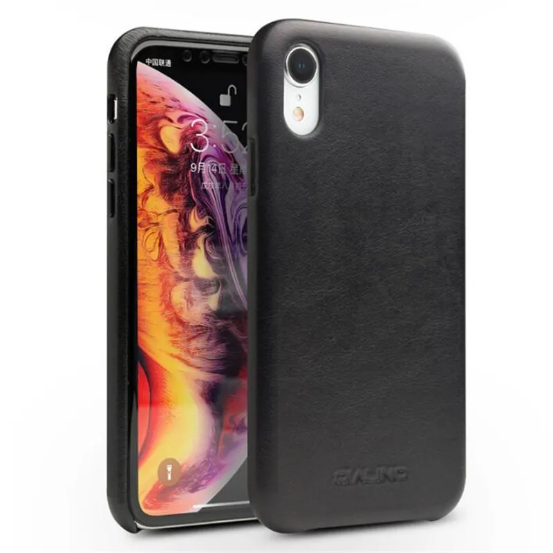 

QIALINO Stylish Genuine Leather Half-wrapped Case for Apple iPhone X XR Luxury Ultra Thin Handmade Back Cover for iPhone XS Max