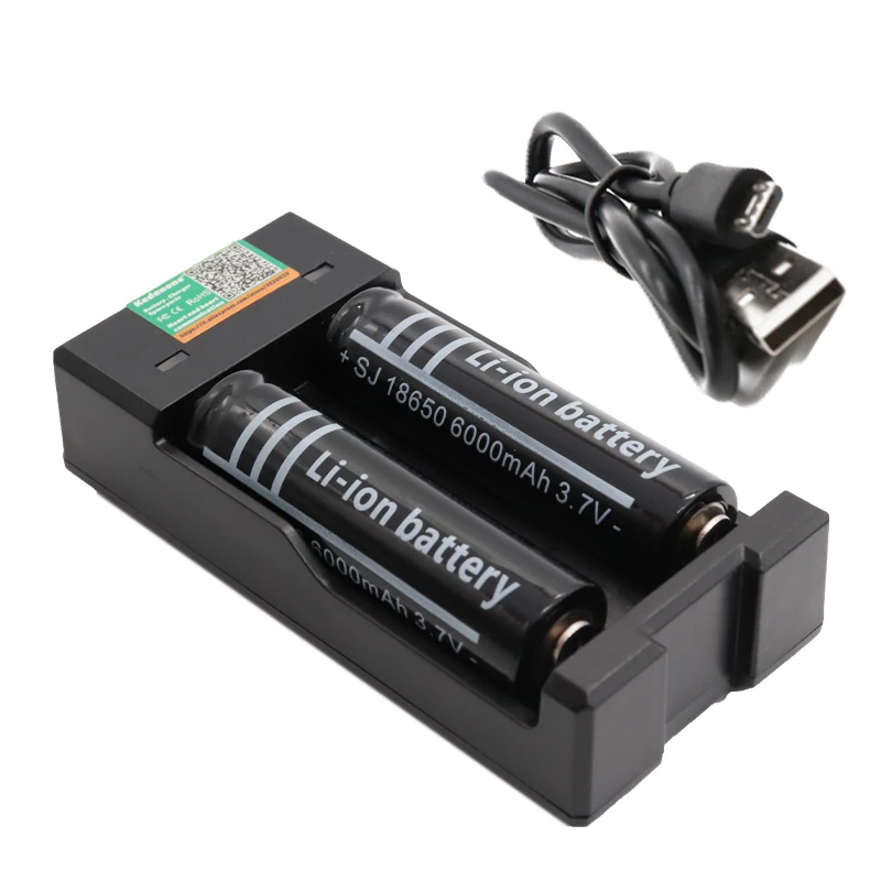 3.7V 18650 batttery 6000mah Li-ion Rechargeable Battery For Emergency lighting portable Device Free Ship and USB charger | Электроника