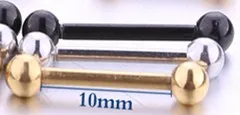 10mm Gold 1 Pair Маленькие серьги-гантели с двумя шариками, серьги-гвоздики, украшения для ушного пирсинга для унисекс, мини-Хрящ уха, аксессуары для пирсинга, 1 пара - Окраска металла: 10mm Gold 1 Pair