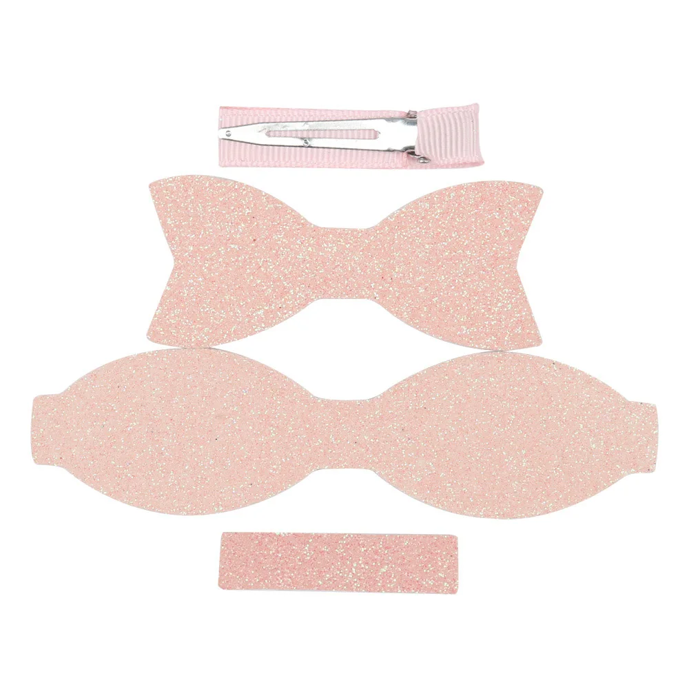 pink IBOWS DIY банты для волос материал набор блестящая кожаная ткань с зажимом ручной работы Детские аксессуары для волос DIY материалы для рукоделия - Цвет: pink
