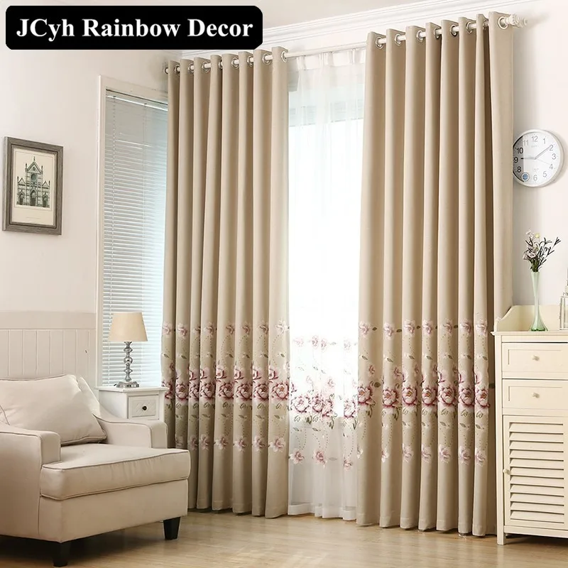 Роскошные льняные затемняющие шторы с вышивкой для гостиной белые тюлевые окон