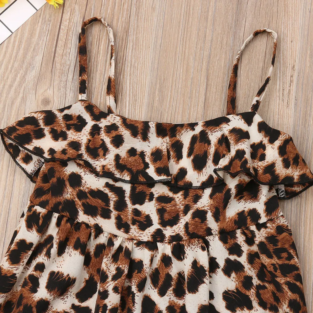 Toddler Kid Baby Girl Leopard Striped Printed Tassel Party Princess Dress Clothes roupa infantil menina ensemble bebe fille ete | Детская