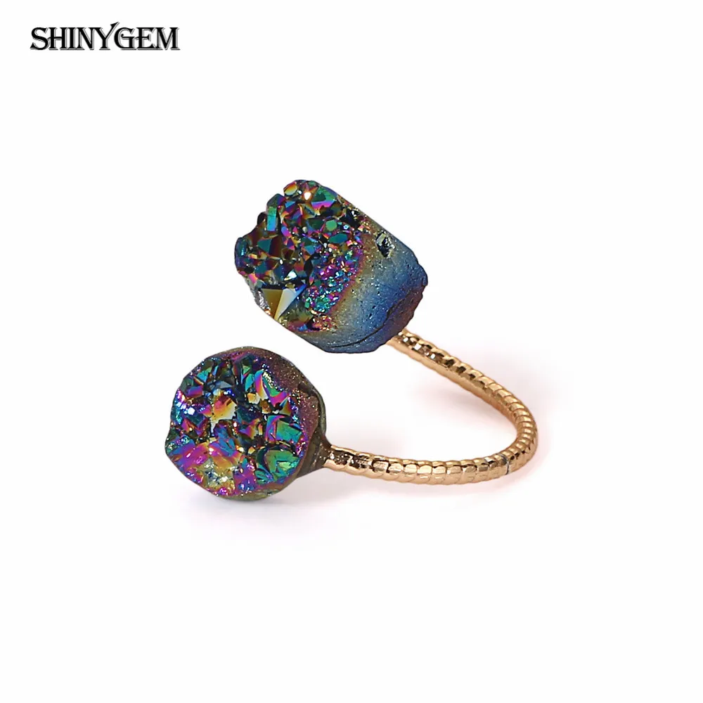 Кольцо ShinyGem с искусственным опалом, винтажное Золотое кольцо с натуральным камнем, регулируемые золотые обручальные кольца для женщин - Цвет основного камня: Red Color