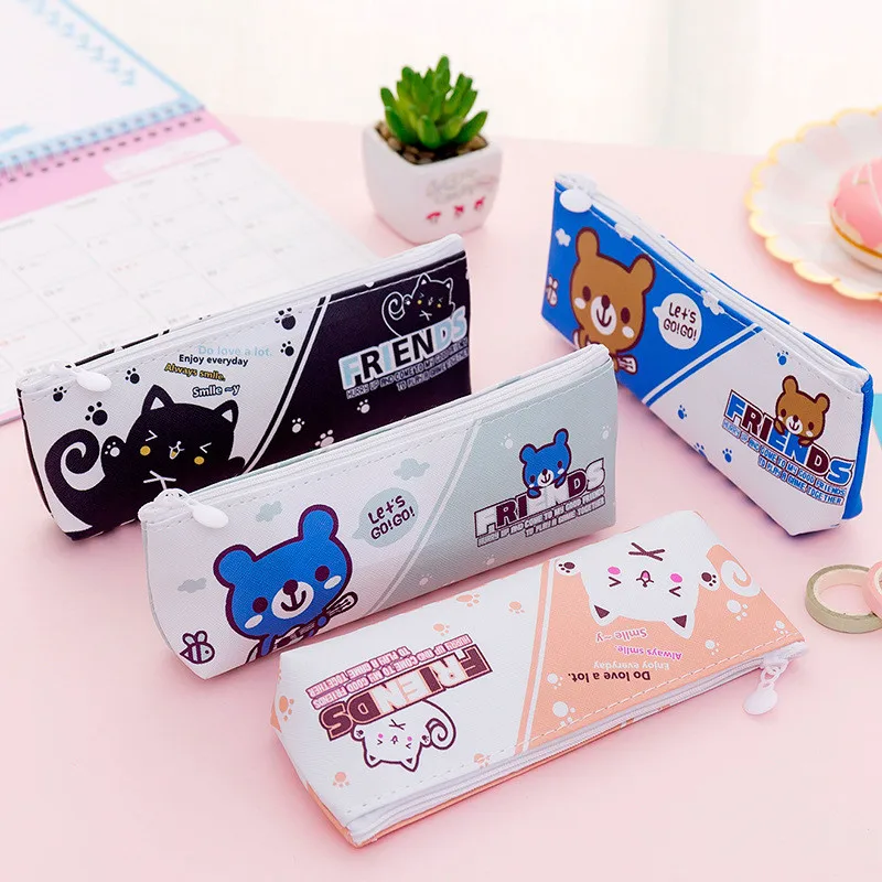 Helpro Kawaii Чехлы для карандашей в виде животных милая сумка треугольный дизайн