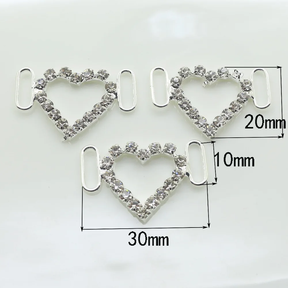 Новинка 2017 года release10Pc Серебряная Пряжка со стразами в форме сердца слайдер с