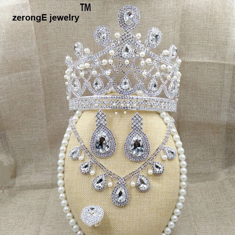 ZerongE роскошные высокие Стразы свадебные украшения для невесты|rhinestone crown tiara|crown
