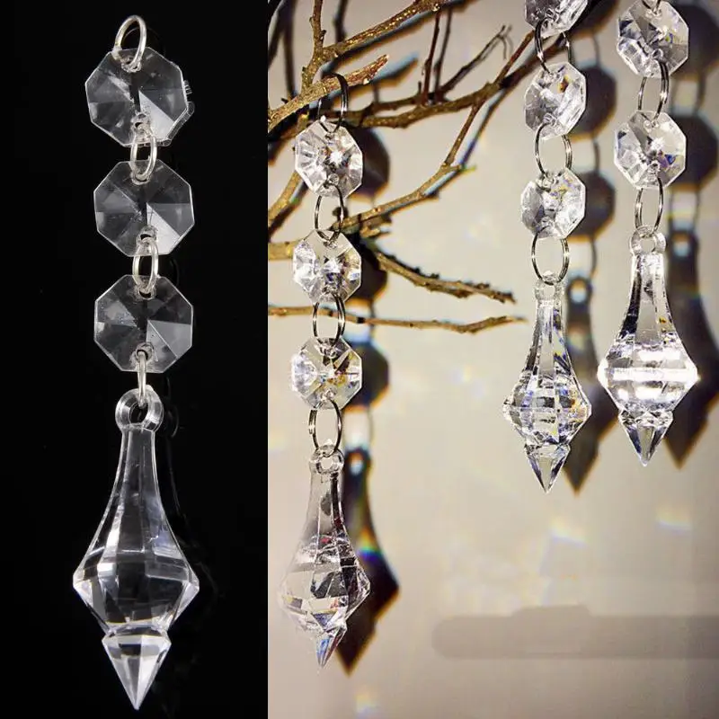 10 шт. прозрачная восьмиугольная Хрустальная гирлянда из бусин с нежным акриловым