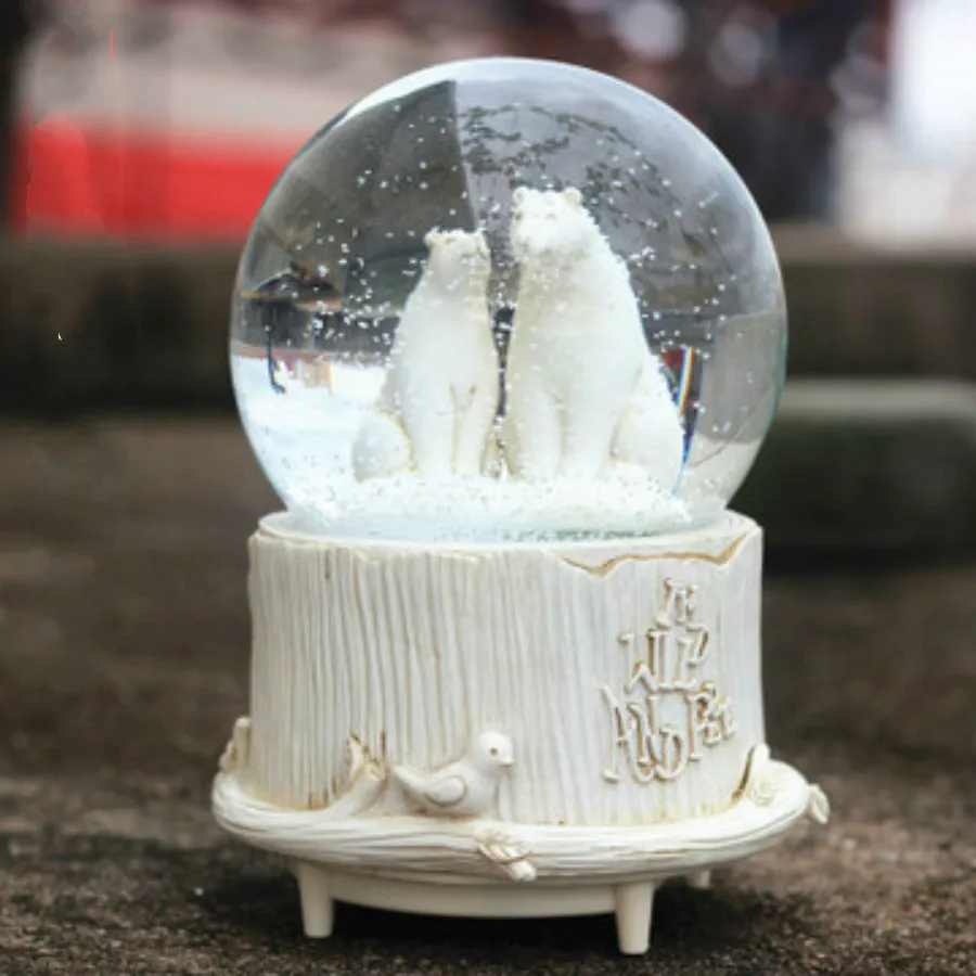 Вращающаяся музыкальная шкатулка в виде снежинки с хрустальным шаром и