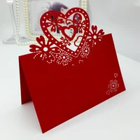 100pcslot red place cards escort mark table diy heart festival event wedding party decoration paper glass name place card
