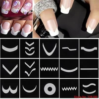 24pcsset nail art guide sticker tips hollow stencils french template 3d decals form styling manicure tool