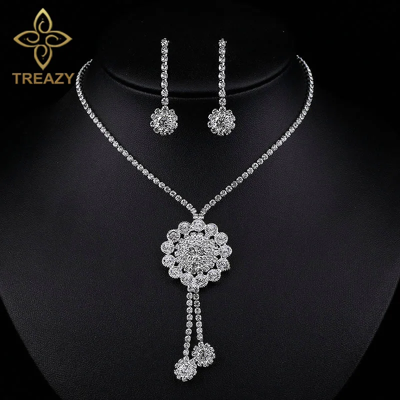 Комплект из колье и серёг с кристаллами|rhinestone bridal jewelry sets|necklace earringbridal sets |
