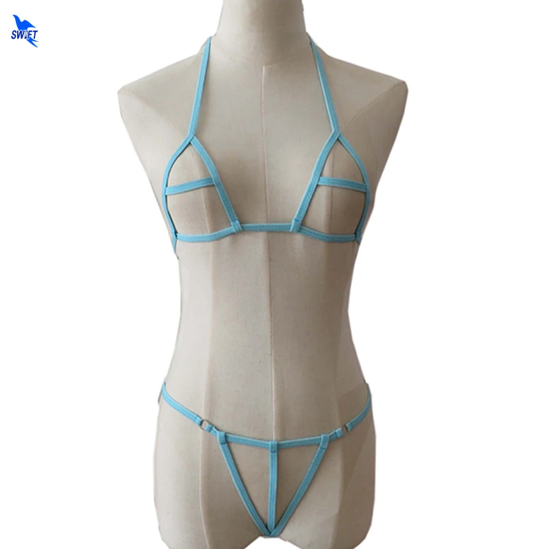 Женский эротический комплект микро бикини Бандажное нижнее белье с открытой