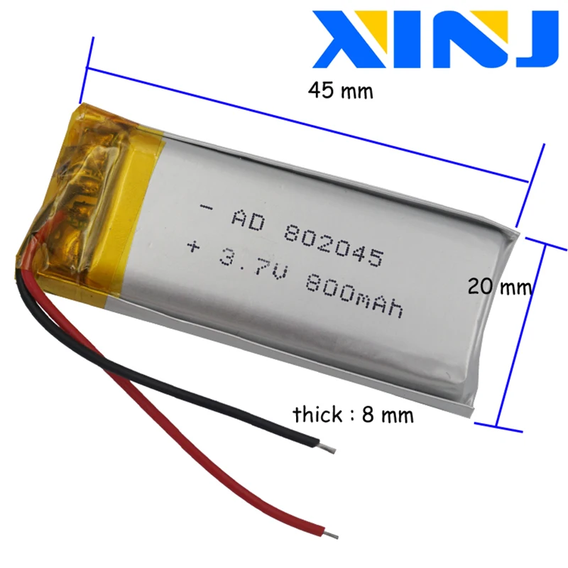 XINJ 3 7 V 800mAh полимерный литиевый аккумулятор 802045 для камеры DVC DVR GPS музыкальный