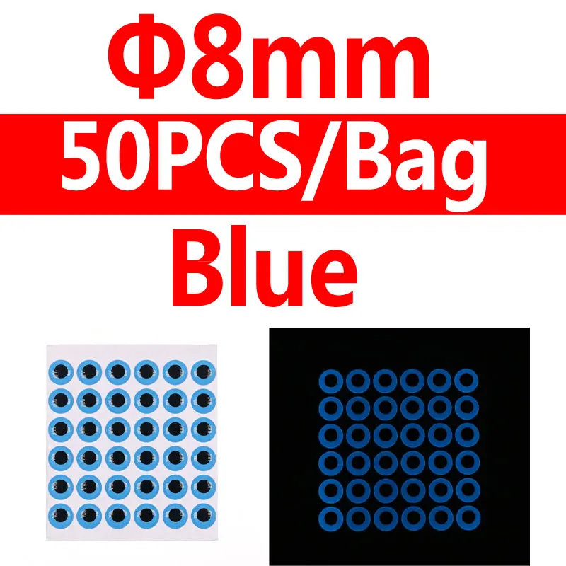 8mm blue 50pcs Bimoo 50 шт. световая приманка для рыбалки глаза 3D моделирование нахлыстом Гольян Искусственные глаза рыбы Оранжевый Синий Зеленый 3 мм/4 мм/5 мм и т. Д - Цвет: 8mm blue 50pcs