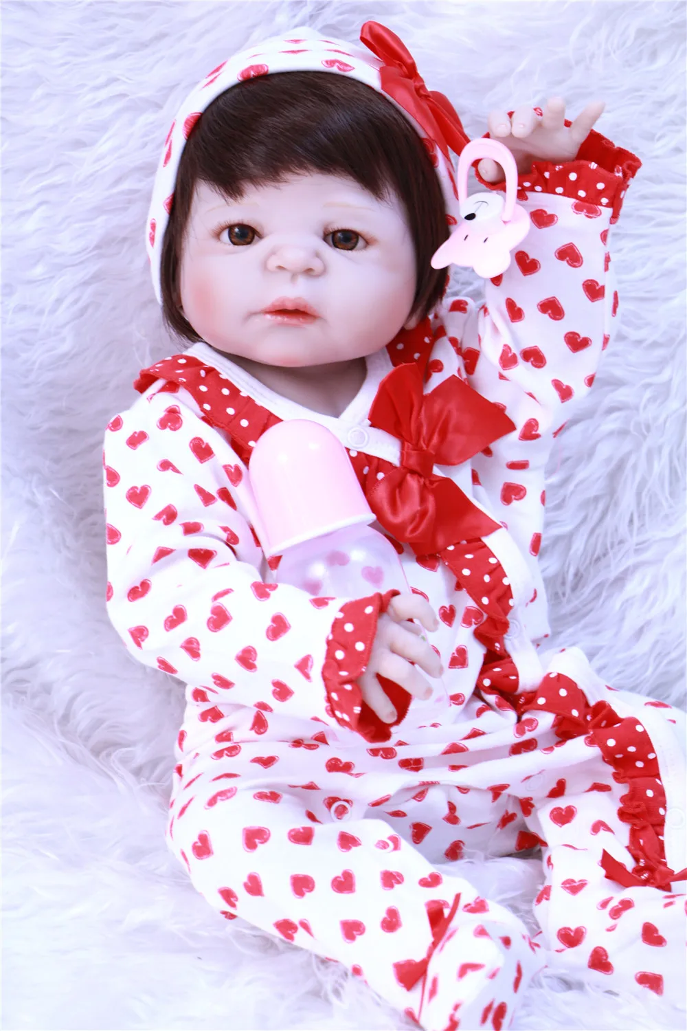 

DollMai 23" full silicone reborn baby girl dolls toys for children gift real alive babies can bathe bebes reborn menina bonecas