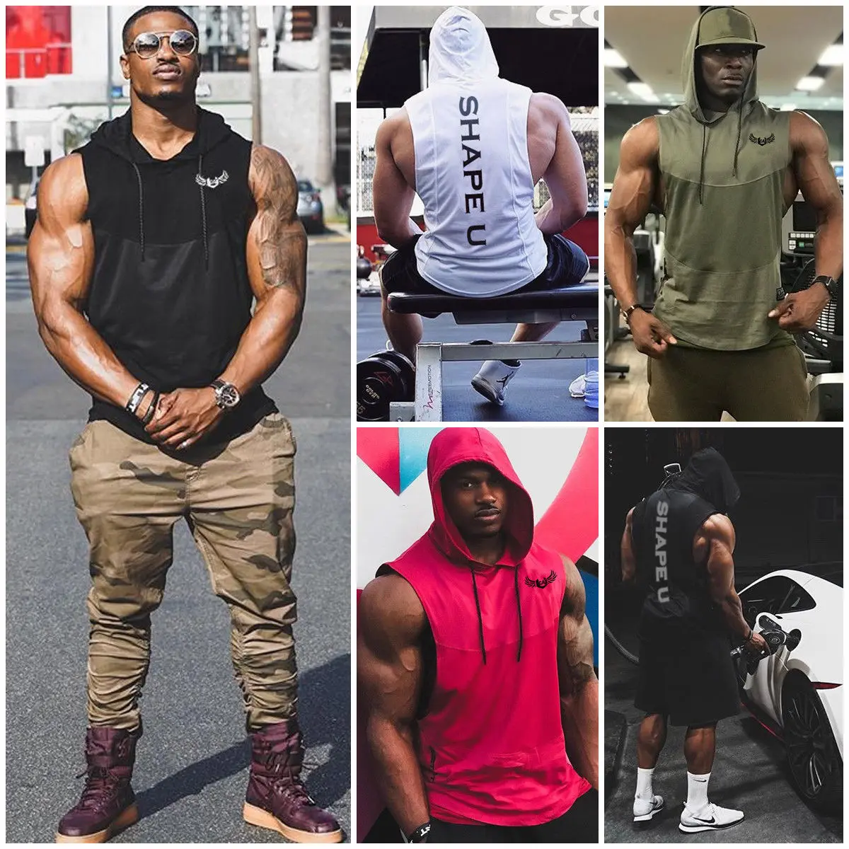 Мужская толстовка с капюшоном майка Облегающая капюшоном|Майки| |