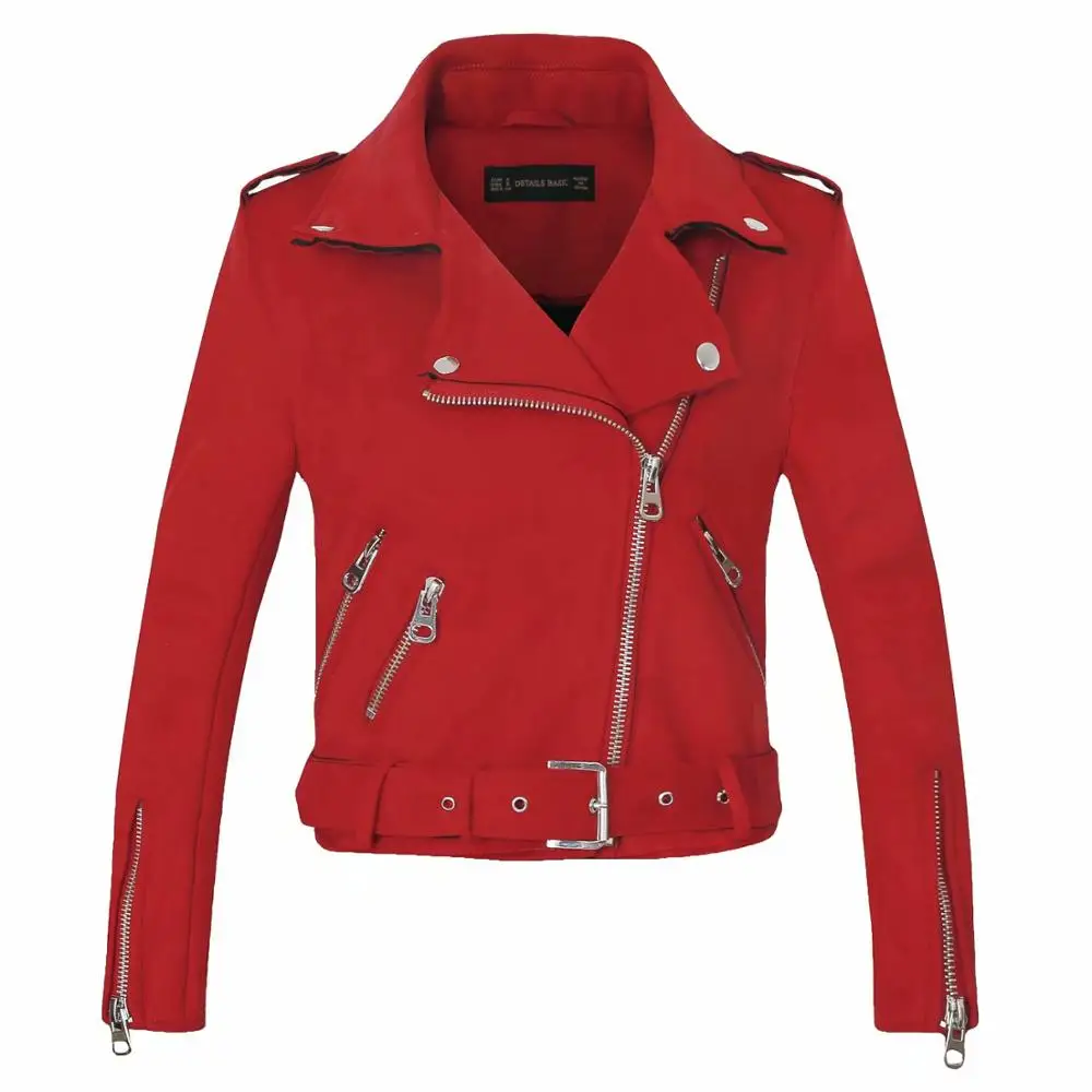 Faux Leather Jackets Sash Lady Matte Motorcycle Coats Biker Zippers Street Outwear 2021 Women Autumn Winter Thick Fake Suede | Женская