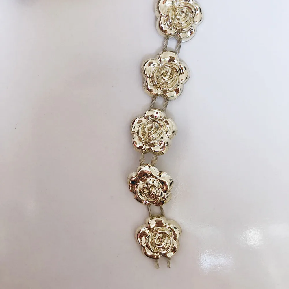 Новинка 1 ярд 13 мм Милая Золотая розовая цепочка для шитья кружевная отделка