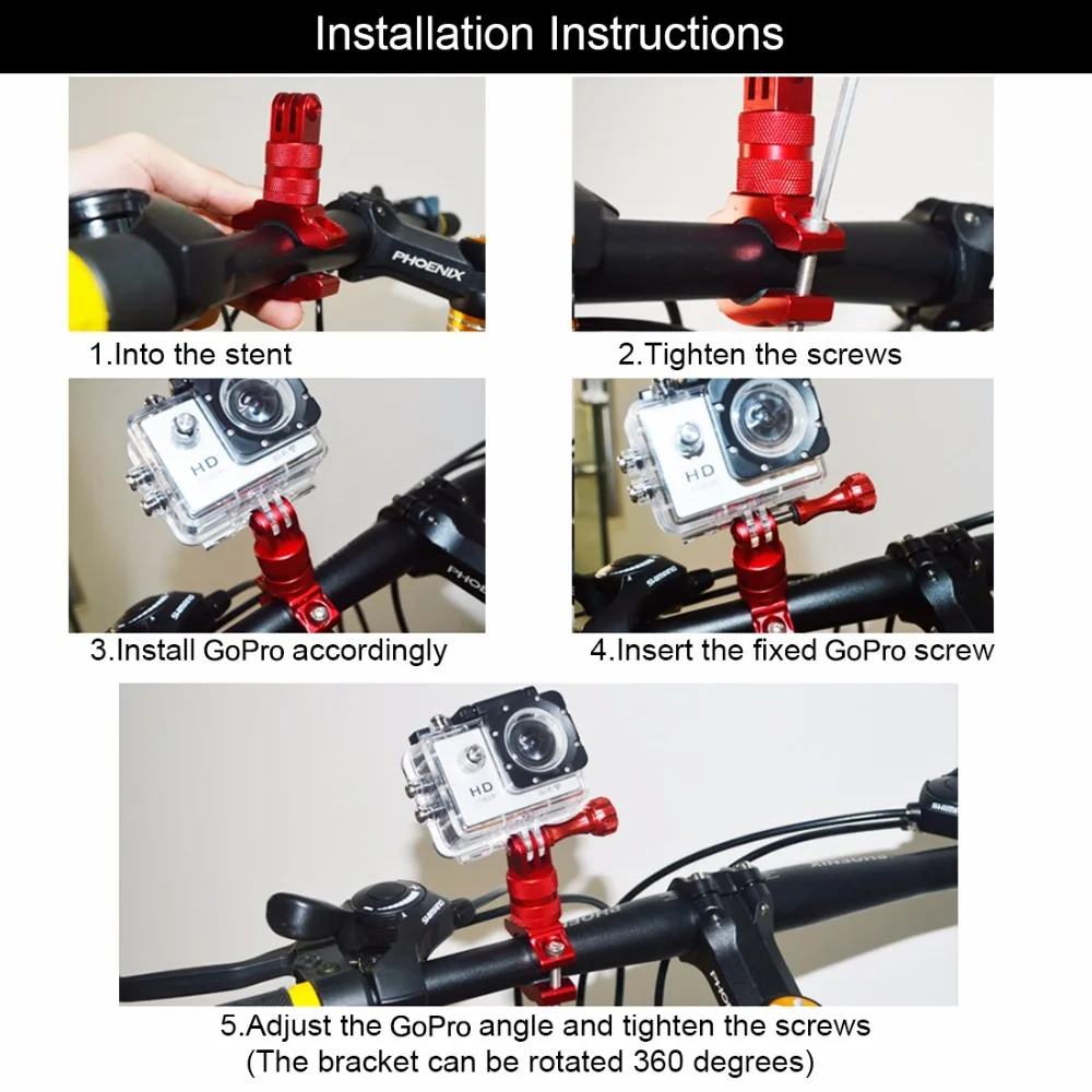 PULUZ PU223 sport camera accessories Bicycle Aluminum Handlebar Adapter Mount for GoPro HERO5 Session /5 4 /4 /3+ 3 2 1 | Электроника