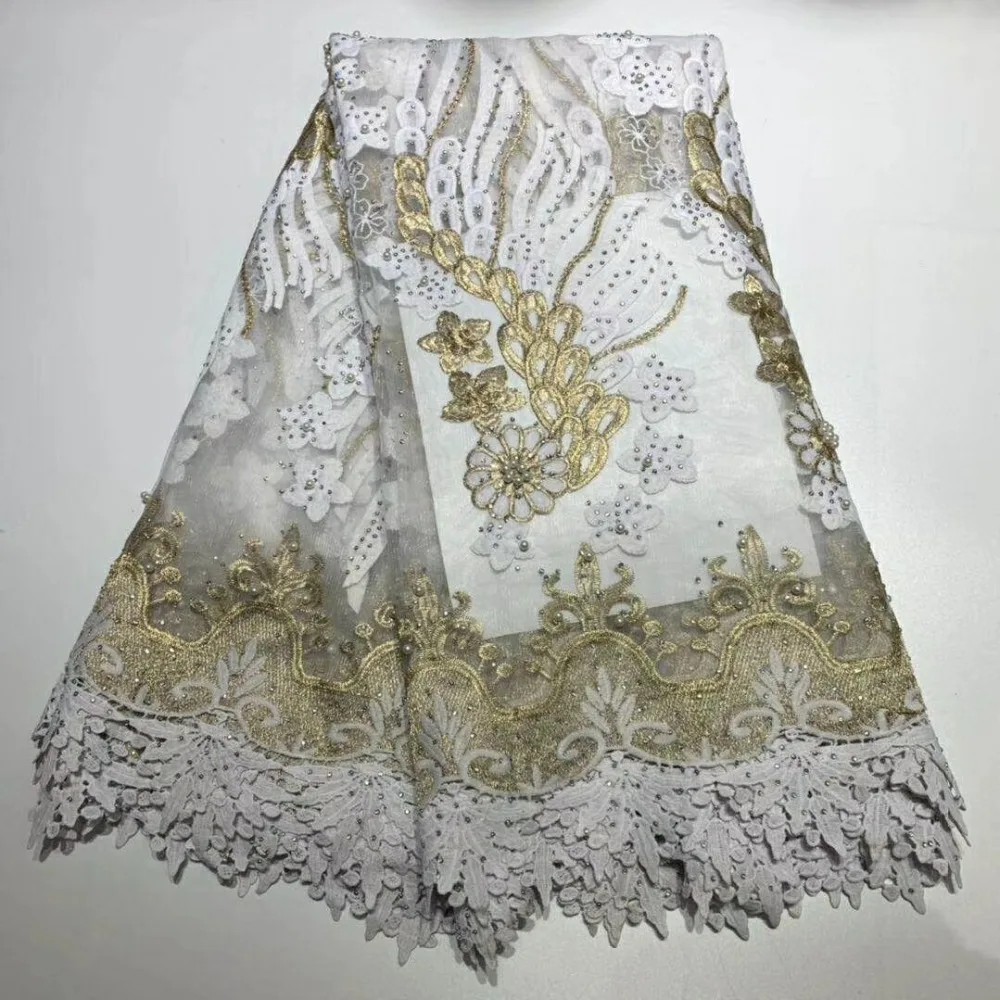 Новейшая сетчатая кружевная ткань в нигерийском стиле Высококачественная