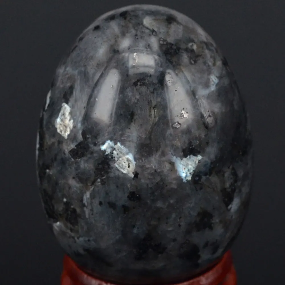 

36x48MM Natural Stone Larvikite Labradorite Sphere Egg Chakra Healing Reiki Stone Carving Crafts W/Stand