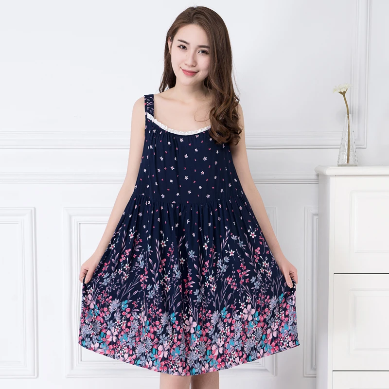 

Summer Women's Nightgown Sling lace thin Vest sleeveless Sexy Cotton Silk Nightgowns