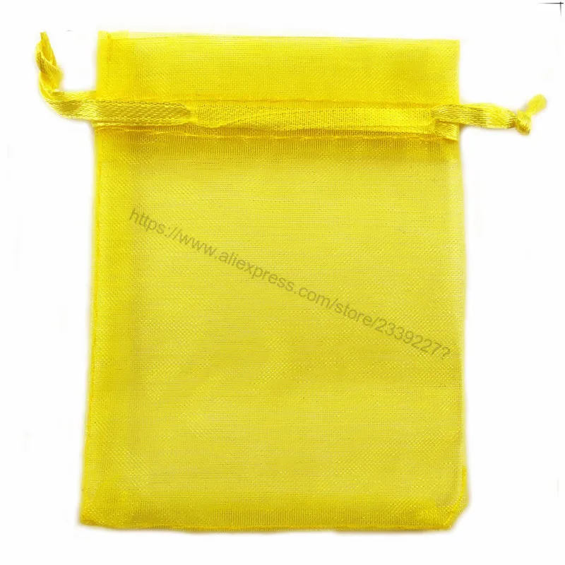 yellow 50 шт. подарочные сумки из органзы 15x20 17x23 20x30 25x35 30x40 см, упаковочные сумки для ювелирных изделий, свадебные украшения, вечерние сумки на завязках, сумки 7Z - Цвет: yellow