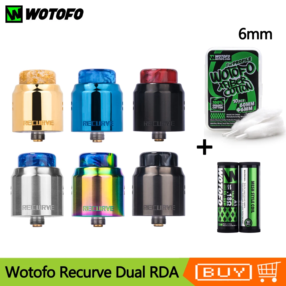 Новейший оригинальный резервуар для вейпа Wotofo Recurve Dual RDA с 10 шт. профилем 6 мм и