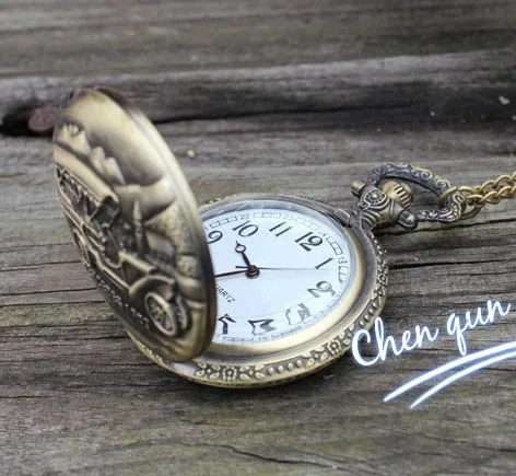 Бронзовый античный винтажный автомобиль 1903 узор кварцевые карманные часы