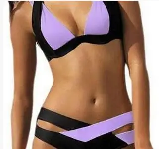 Черно-белое раздельное сексуальное бикини 2017 пуш-ап бандажный пляжный женский