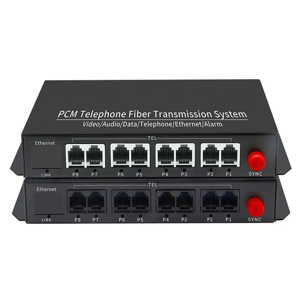 1 пара 8-канальный PCM голосовой тел по оптоволоконному мультиплексору расширитель