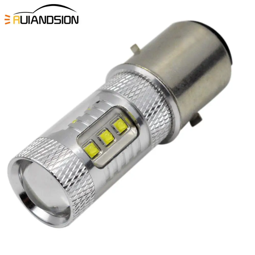 1 шт. BA20D светодиодный мотоцикл лампочка фары DC 12 V 80 W 750LM 6000 K Moto Высокий/Низкий