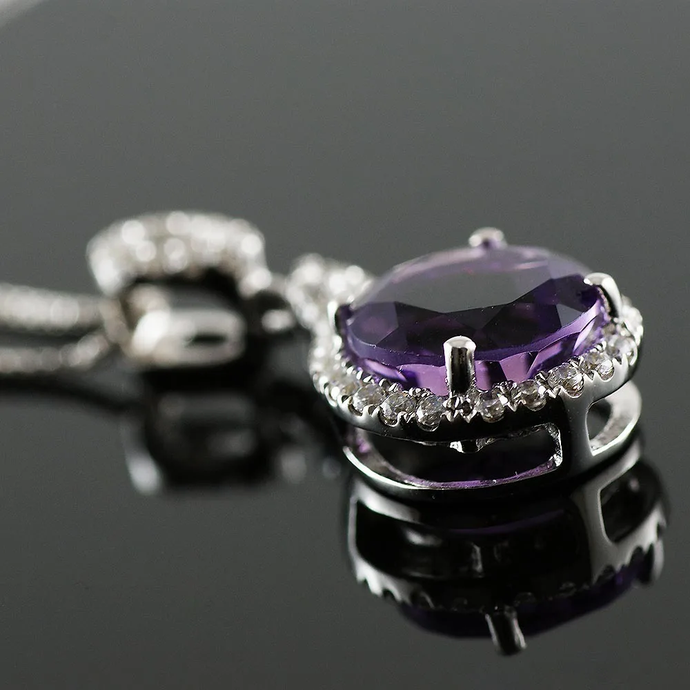Классический круглый 1.85ct натуральный камень фиолетовый аметистовая подвеска 100%