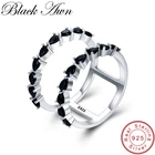 Женское ажурное кольцо BLACK AWN, элегантное ювелирное изделие из 100% настоящего серебра 925 пробы с черной шпинелью, G002