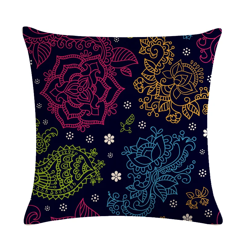 Boho Paisley Oriental Floral Pattern Navajo Geometric Prints Fantasy Petal Flowers Gorgeous Cushion Cover Sofa Throw Pillow Case