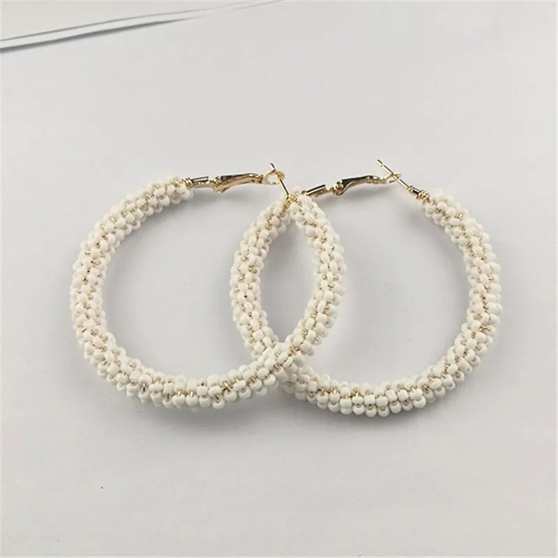 white Женские модные серьги, винтажные серьги в богемном стиле, брендовые ювелирные изделия, геометрическое покрытие из сплава, простые серьги-кольца для женщин - Окраска металла: white