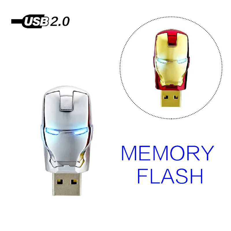 Модный Железный человек легкий Usb флеш-накопитель U Disk 4 ГБ 8 16 32 64 Гб 128 Флешка Stick