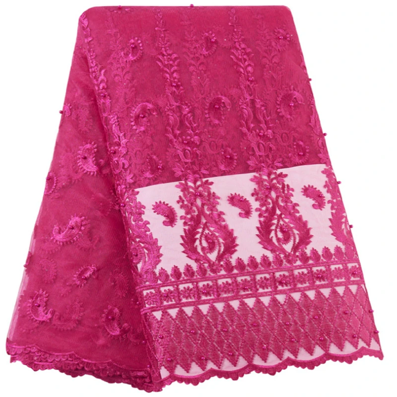 5 ярдов/партия! Африканская кружевная ткань нигерийская с бусинами африканская