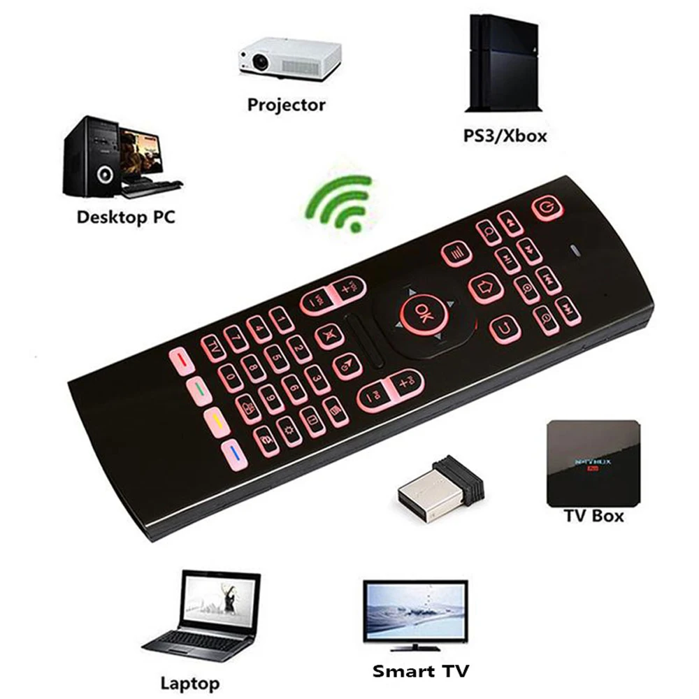 2 4G RF беспроводная Fly Air Mouse Клавиатура мини клавиатура соматосенсорный ИК