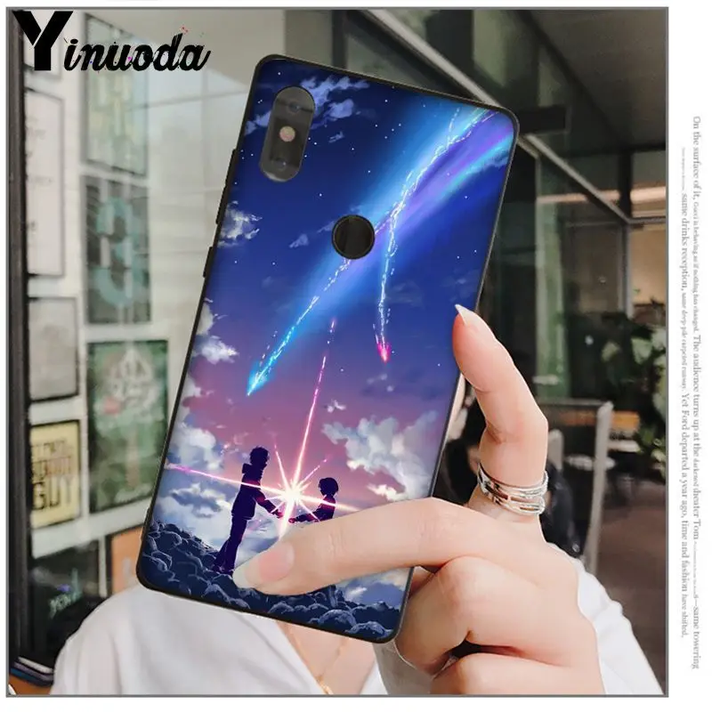Yinuoda Kiminonawa ваше имя японское аниме черный мягкий чехол для Xiaomi Mi 6 Mix2 Mix2S Note3 8 8SE Redmi 5