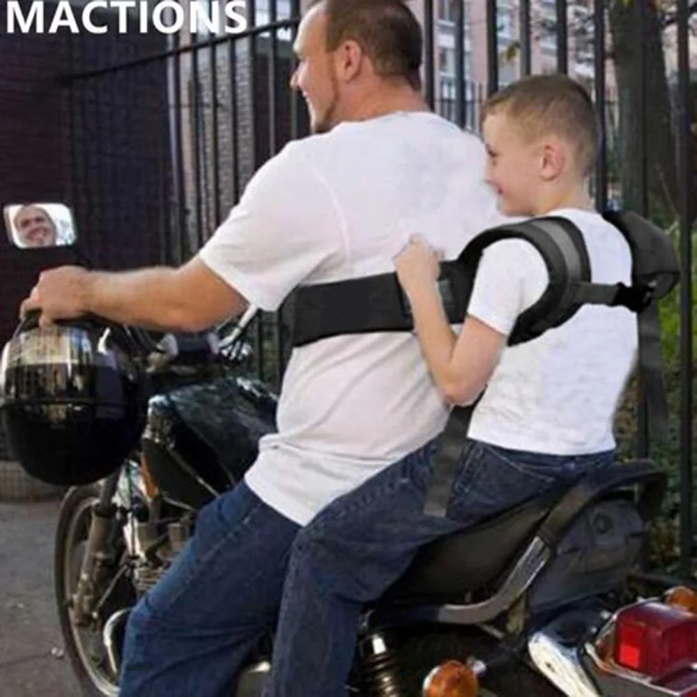 Черный Детский Регулируемый ремень безопасности для мотоцикла велосипеда