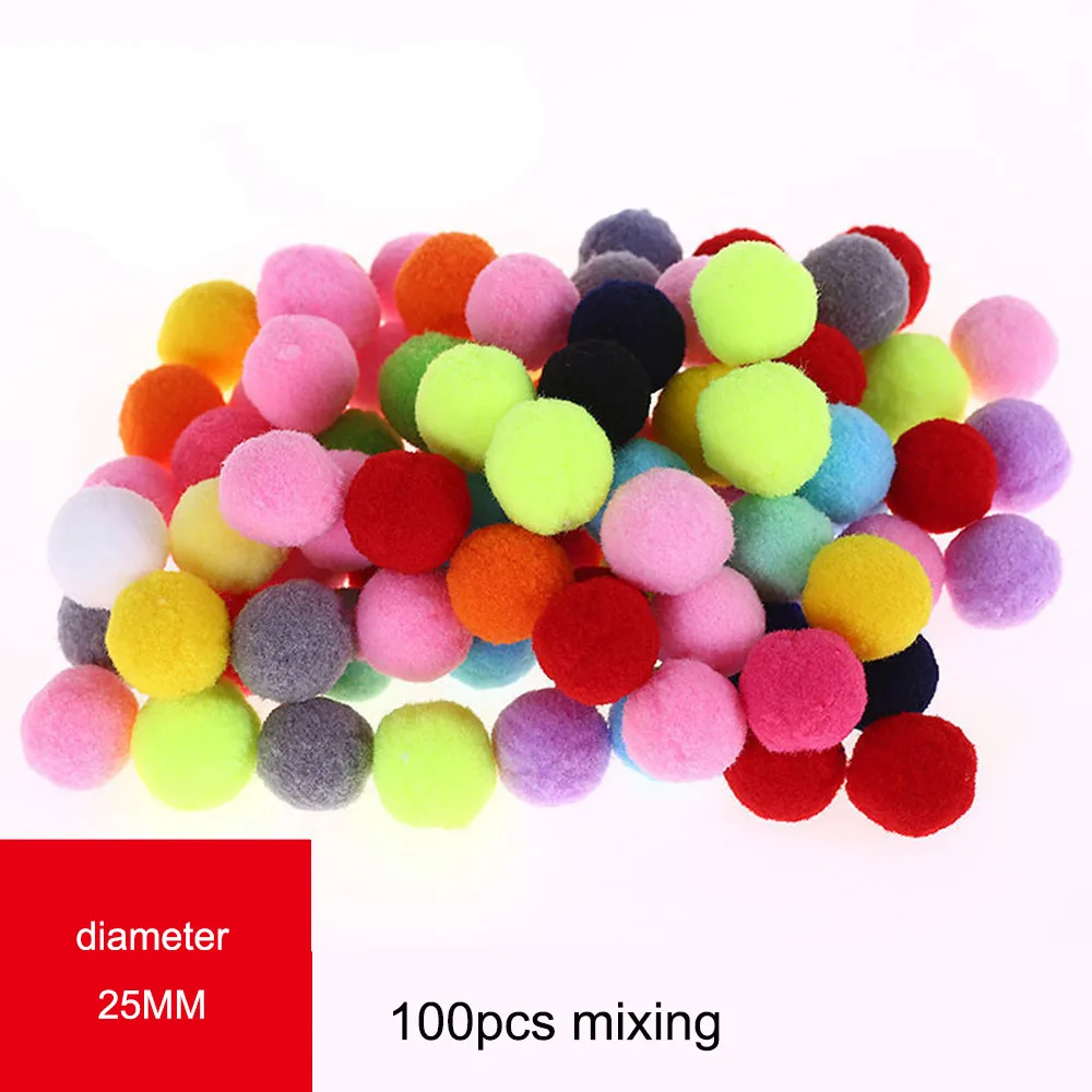 25mm 100pcs Mixed Помпоном 8/10/15/20/25/30 мм) бусины типа «жемчужины», перламутровый цвет, мягкая и пушистая Pom Poms помпонами помпоном ручной работы набор «сделай сам» для ремесла домашнего декора Швейные принадлежности - Цвет: 25mm 100pcs Mixed