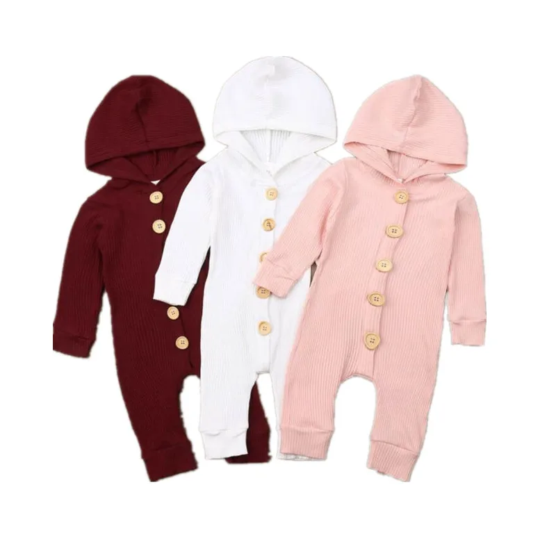 

Baby Romper 2019 Toddler Baby Girl Boy Kids Knitted Cotton Hooded Long Sleeve Romper Jumpsuit Clothes Tops