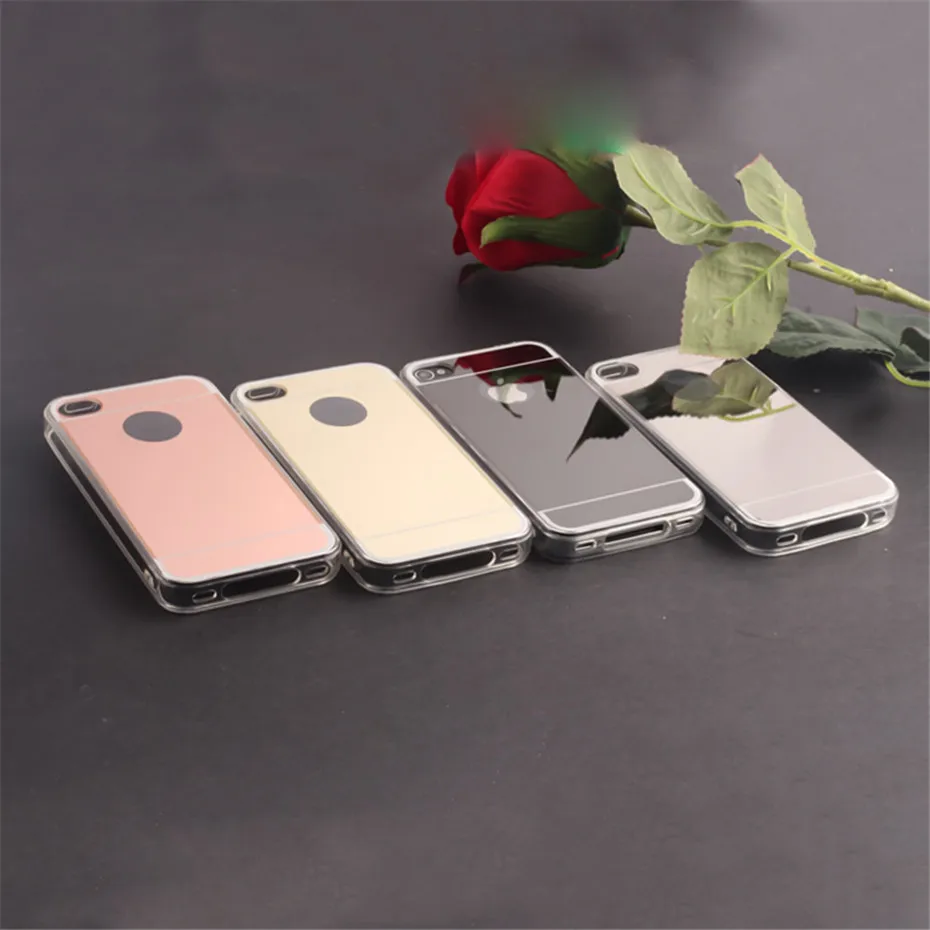 CAENBOO чехол для iPhone 4S роскошные розовое золото зеркала из мягкой искусственной
