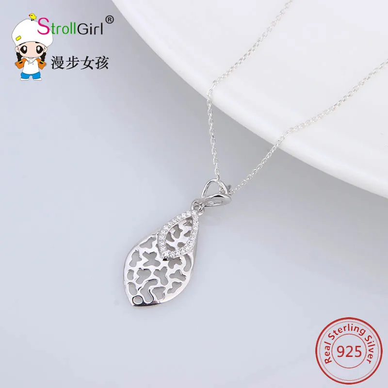 Strollgirl Подвески Ожерелья 925 серебро полые капли воды серебряный узор Цепочки и