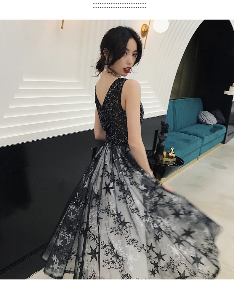 Женское коктейльное платье It's Bride черное элегантное до середины икры с V