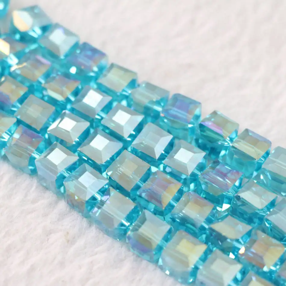 Модные 100 шт многоцветные хрустальные амулеты квадратные граненые кубики 4 мм