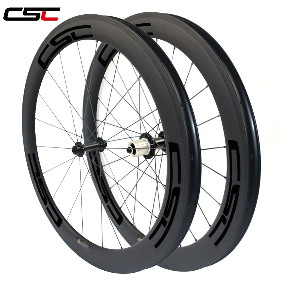 

CSC 700C clincher SAT No outer holes R13 Hub 60mm Depth 23mm wide carbon bike road wheels Tubeless ready UD pillar 1420 sapim